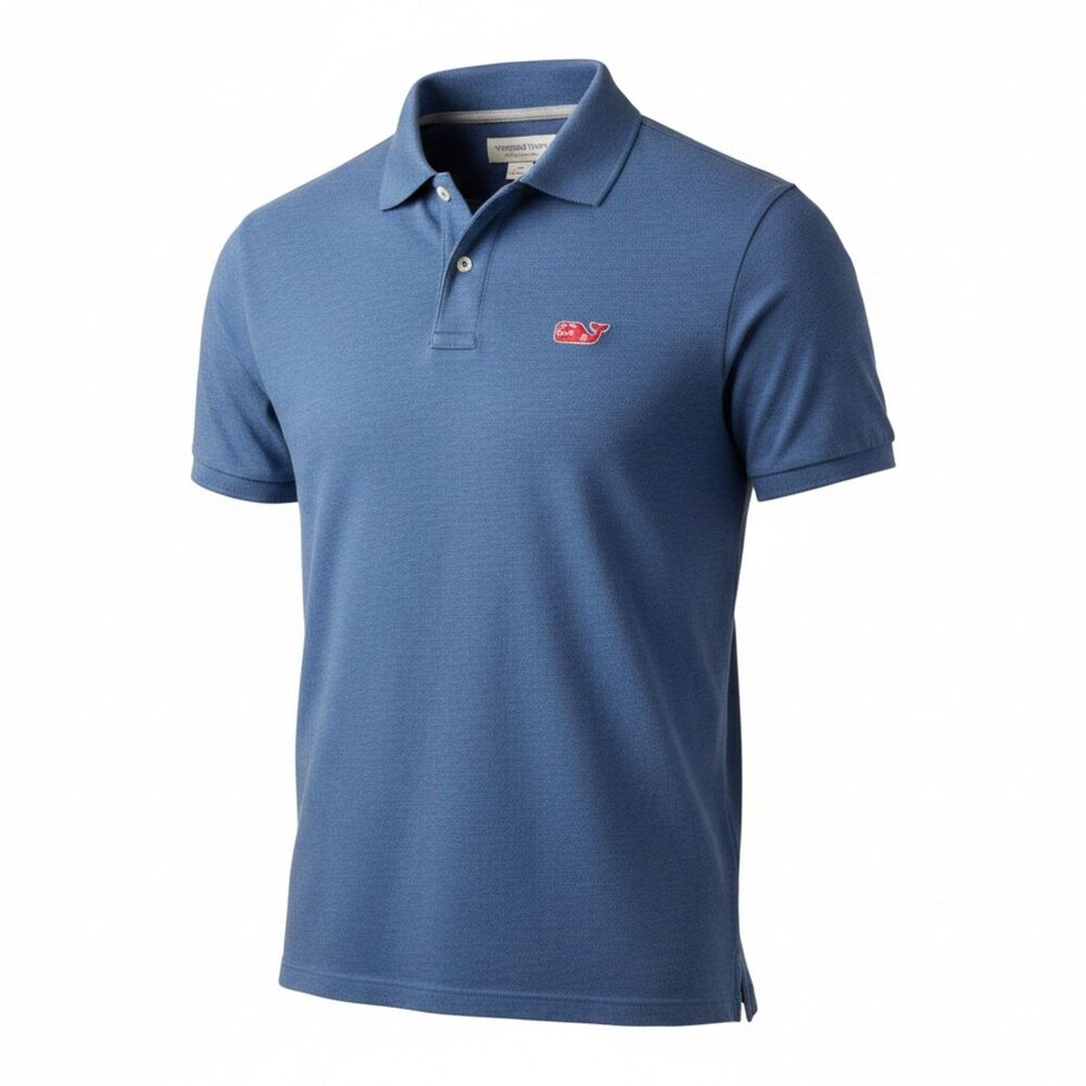 Men's Vineyard Vines Edgartown Polo Blue Stretch Union Jack Whale Logo S
